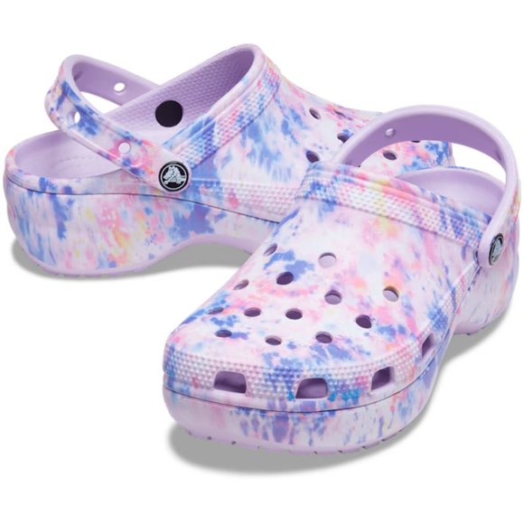 NEW CROCS Size 10 Women's Classic Platform Tie-Dye Graphic Clog - Picture 1 of 6